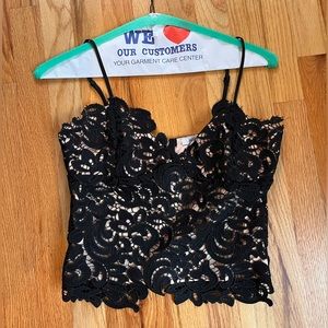 Lucy Paris lace black and tan bralette top size small